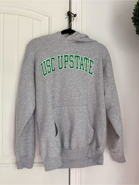 Classic Gray Crewneck Hoodie with Green USC UPSTATE Lettering